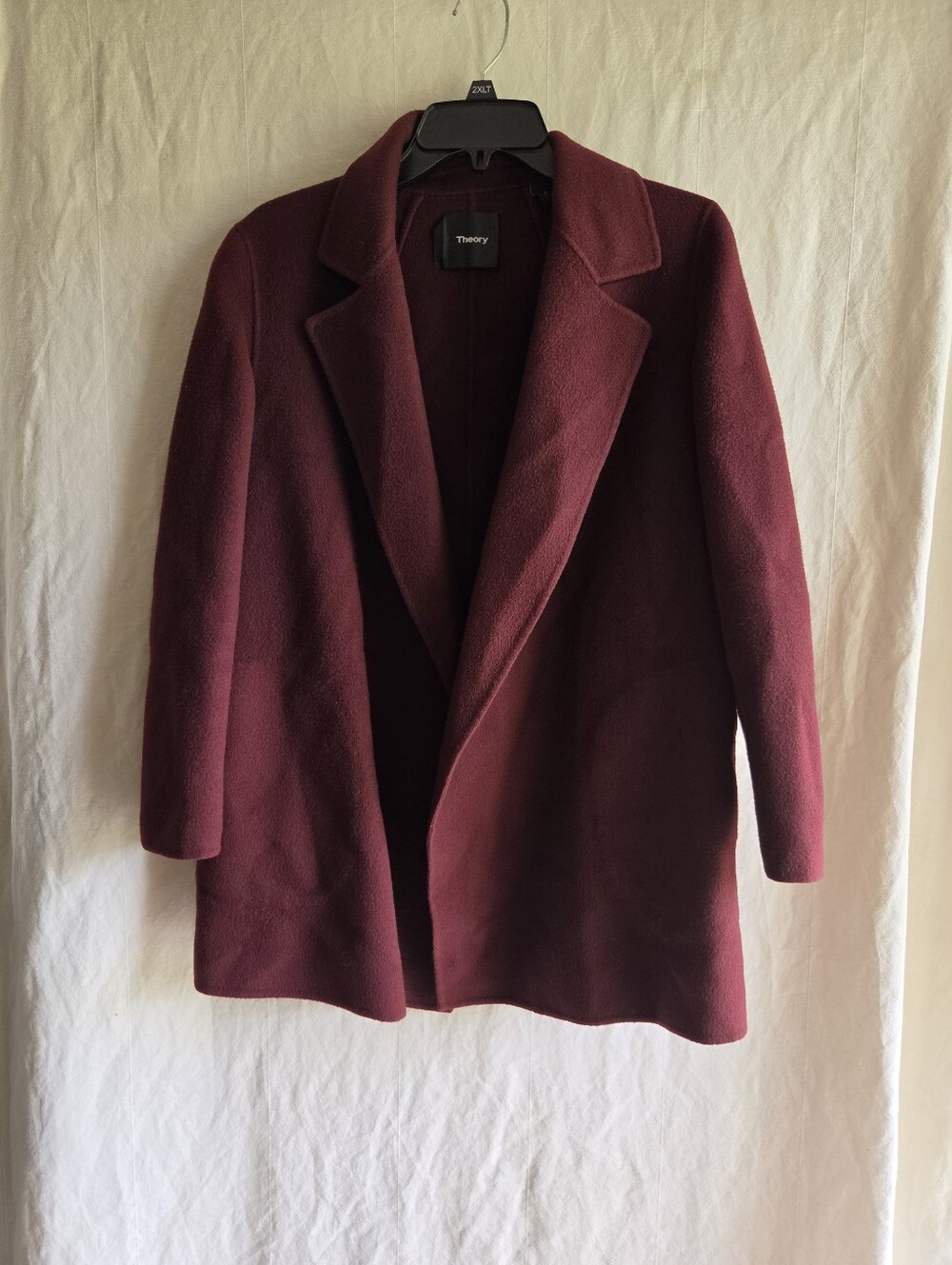 Theory Wool Cashmere Blazer Coat Jacket Plum Burgundy Size Small Quiet Luxury